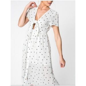 EVERLY Polka Dot Dress in White and Black Size Small